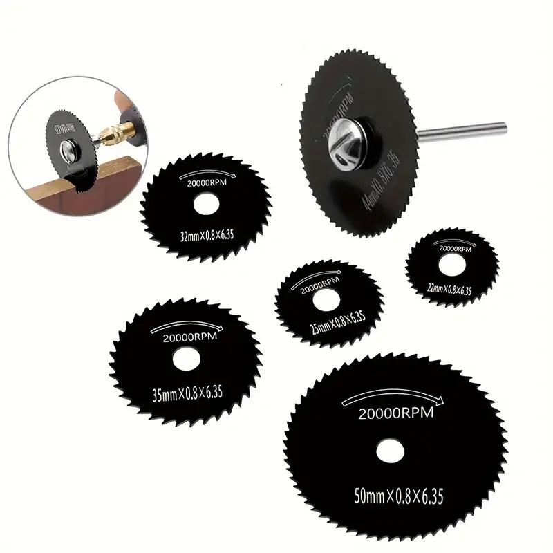 6pcs High-Speed Steel Mini Saw Blade Set For Wood, Plastic & Metal - Durable Stainless Steel With Mandrel Included