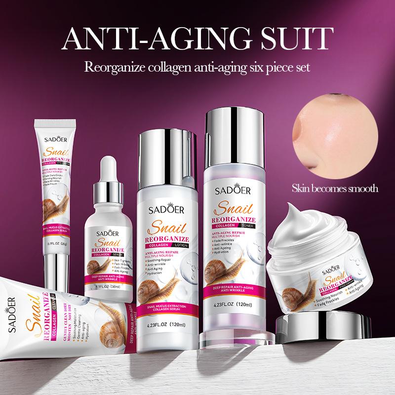Snail Tender Skin Essence Luxury Skin Care Set Collagen Anti-aging, Wrinkling and Moisturizing 6-piece Rejuvenating Set Gift Box