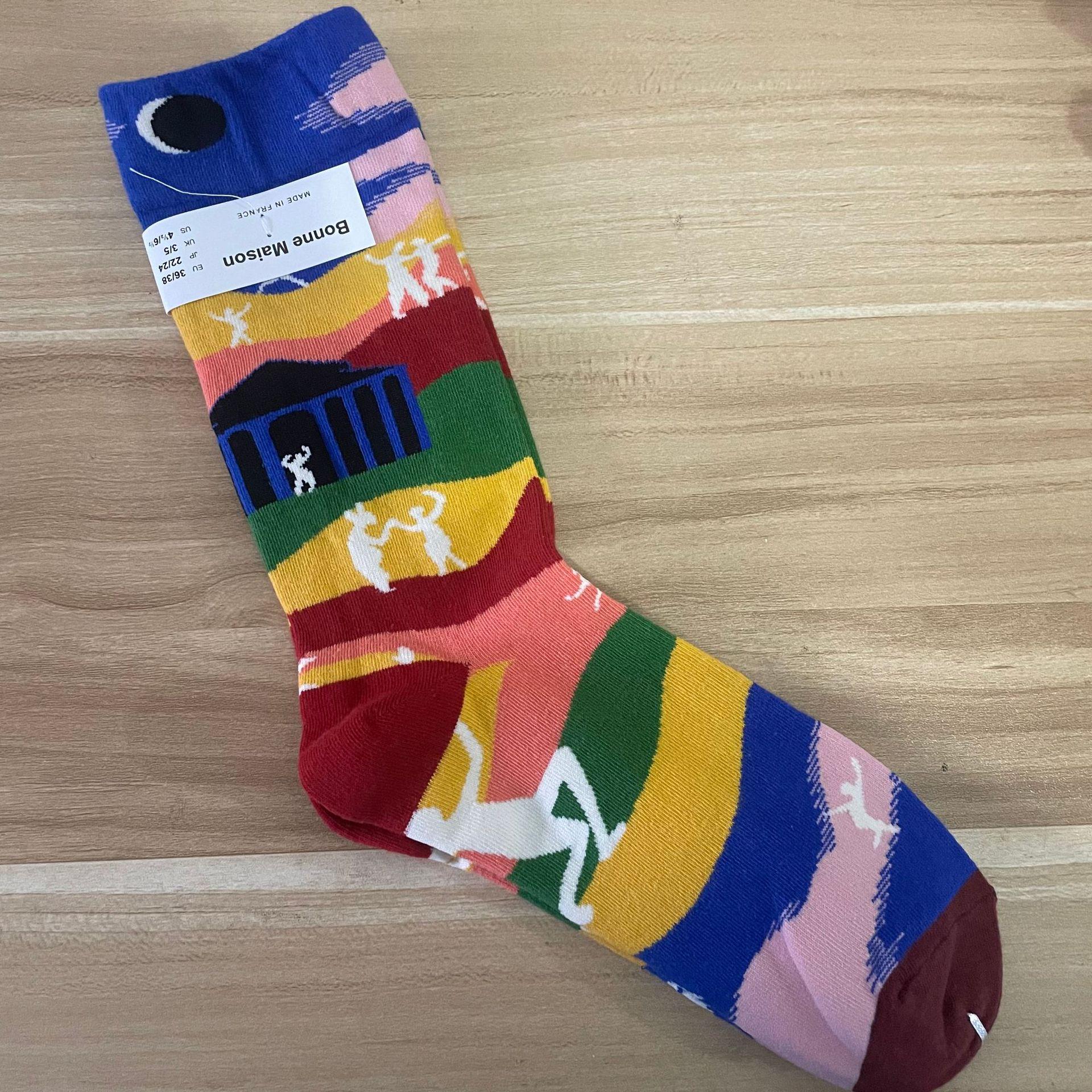 

Добрий дім: Ретро Олійний Живопис Шкарпетки до Середини Литки Розкішні Французькі Жіночі One Size 36-40