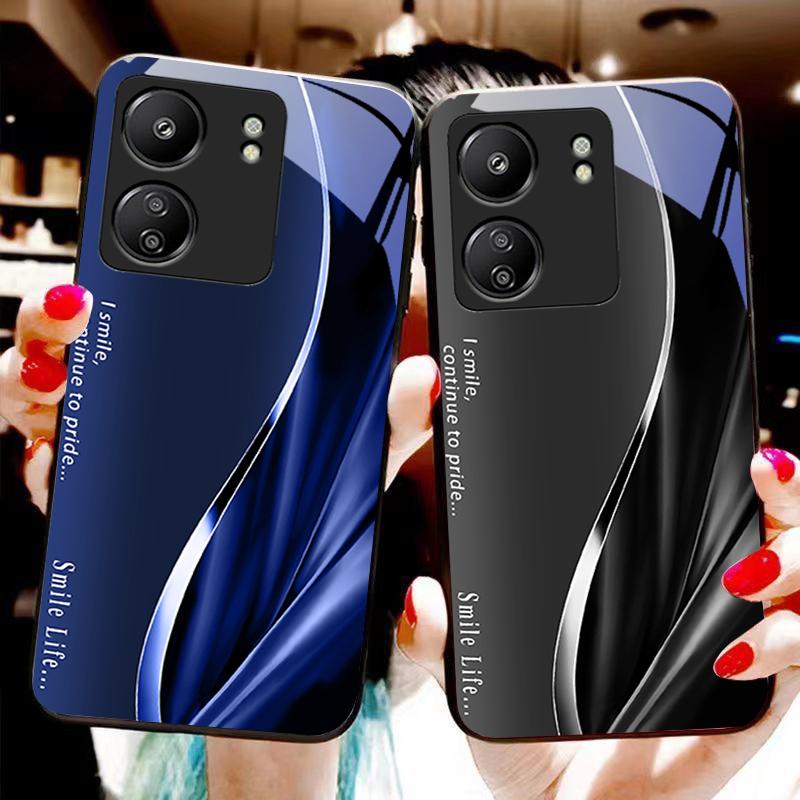 Yeni Yumuşak Kahverengi Kırmızı Xiaomi Redmi 13C Note13 12 Pro Plus 5G Note 9 13T Pro POCO X6 F5 F6 Siyah Temperli Cam Telefon Kılıfı