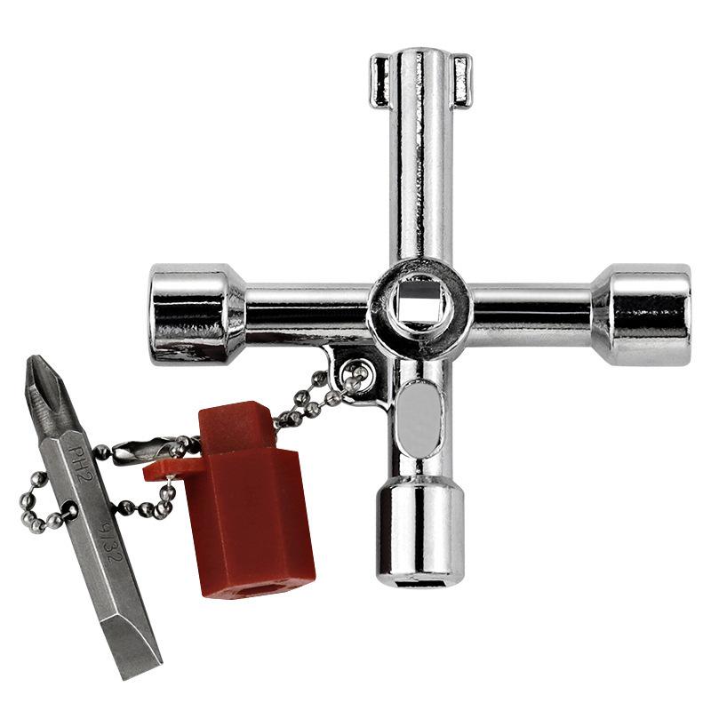 White 4-in-1 Electric Cabinet Wrench with Keychain