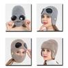 3 In 1 Knitted Goggles Beanie Thicken Winter Hat Korean Style Warm Balaclava All In 1 Protection Super Soft Fleece Lining