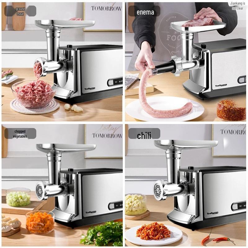 Electric Meat Grinder and Sausage Stuffer - Stainless Steel, Multifunctional, Automatic Filling, Small Commercial Home Use.