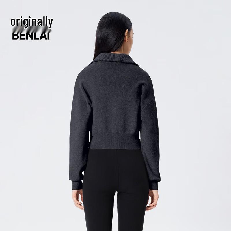 BENLAI Damen Strickjacke mit Revers und Doppelreißverschluss BNT950004