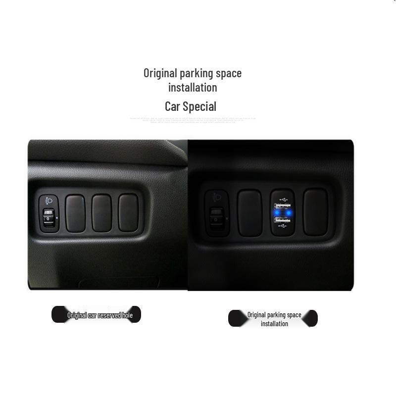 Mitsubishi Dual USB Car Charger with QC3.0 Fast Charge, AUX, HDMI, and USB Flash Drive Support