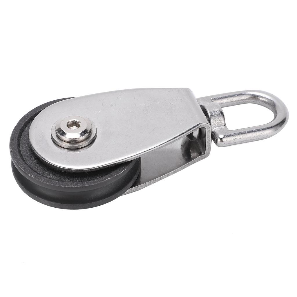 Stainless Steel Shell Dual Bearings Mute Pulley Block Nylon Wheel Groove 360 Degree Rotation