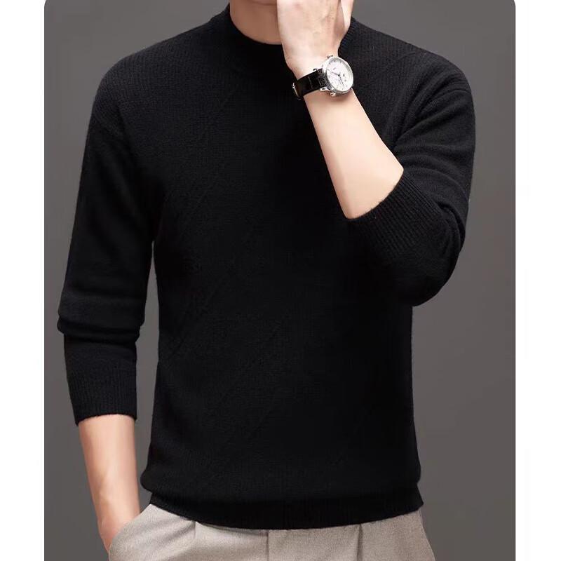 Raphenny Men's Round Neck 99% Wool Pullover Sweater