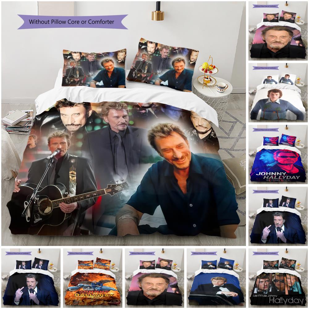 1PC Johnny Hallyday pattern Bedding Quilt Set Quilt Cover Pillowcase Home Decoration Birthday Gift (1 * duvet cover + 17 * pillowcase, without core)