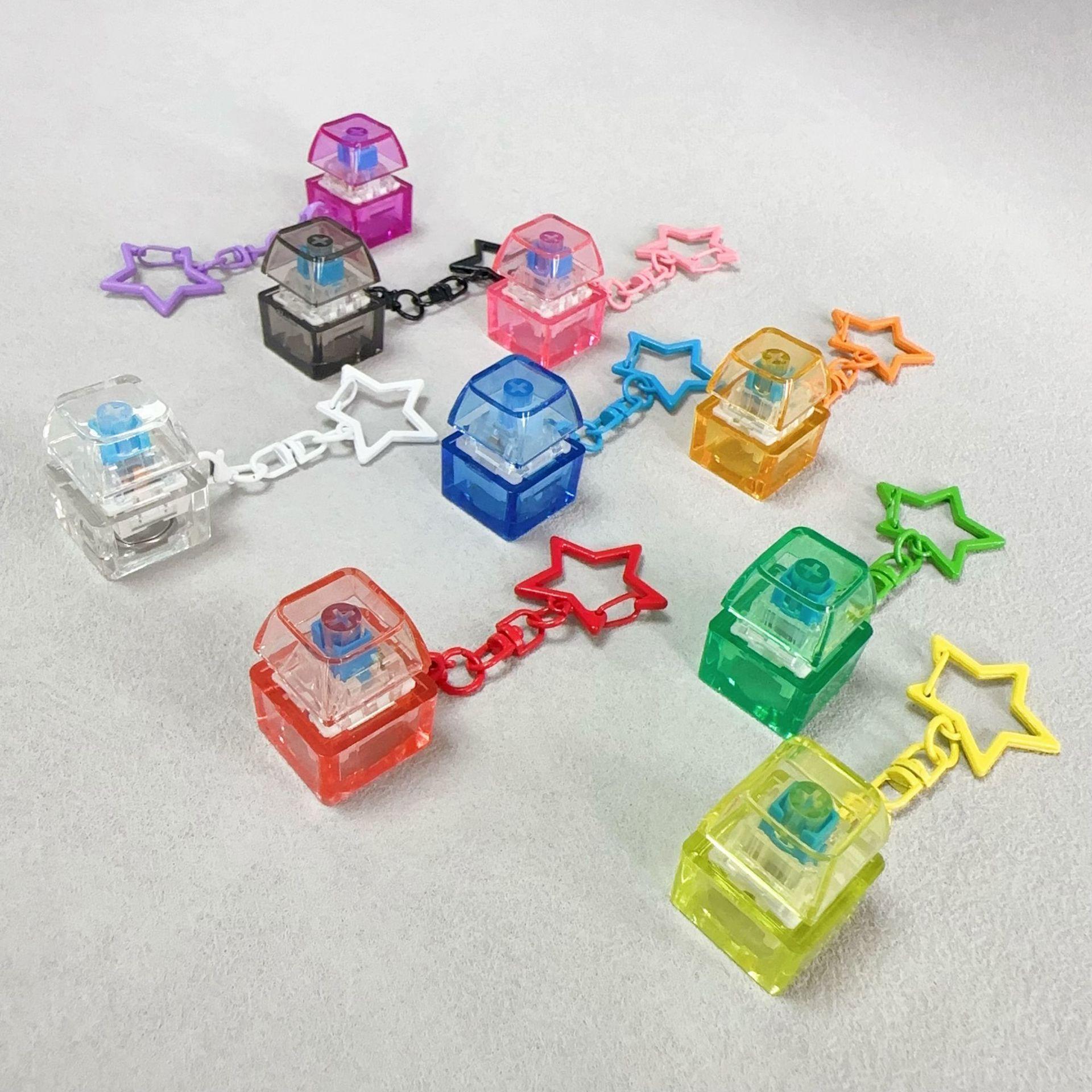 

Transparent Star Keyboard Keychain Pendant Decompression Keys PC Cap Fingertip Press Mechanical Keyboard EDC Fidget