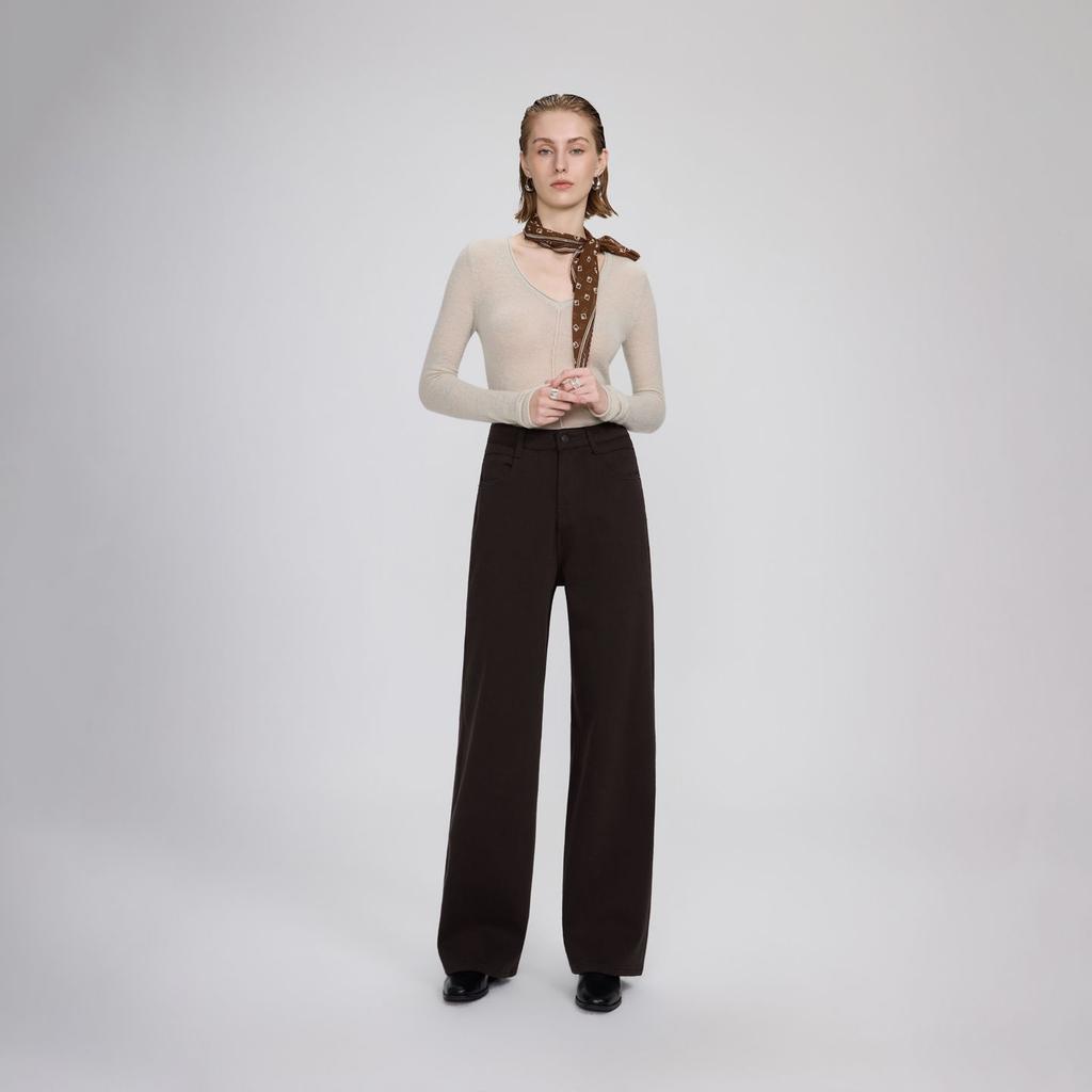 New retro versatile loose pear-shaped exclusive Lyocell four-sided elastic high-waisted wide-leg jeans for women
