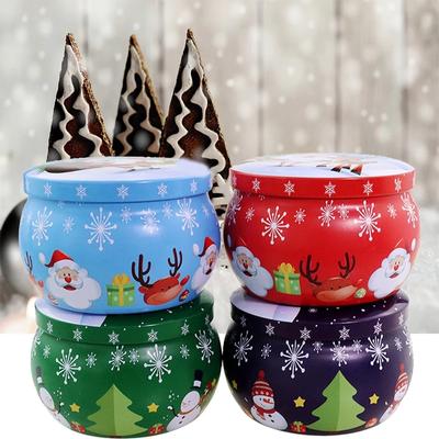 Scatola di Latta di Natale Scatola Sigillata Latta Rotonda Scatola di Ferro per Caramelle Contenitore per Alimenti da Cucina Barattolo Latta Organizzatore Regalo