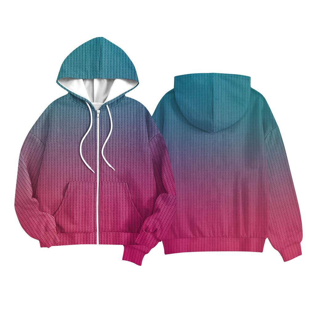 Children Girls And Boys Fashion Jacket Casual Printed Long-sleeved Hooded Cardigan Sweatshirts