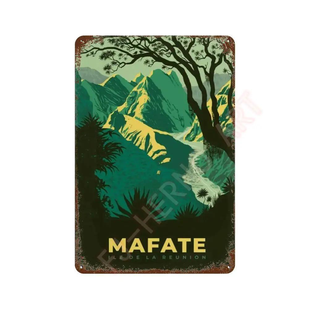 Nordic Travel Poster Aesthetic Vacation Illustration Metal Tin Sign Plaque Wall Mural Plates Home Decoration Kawaii Room Decor