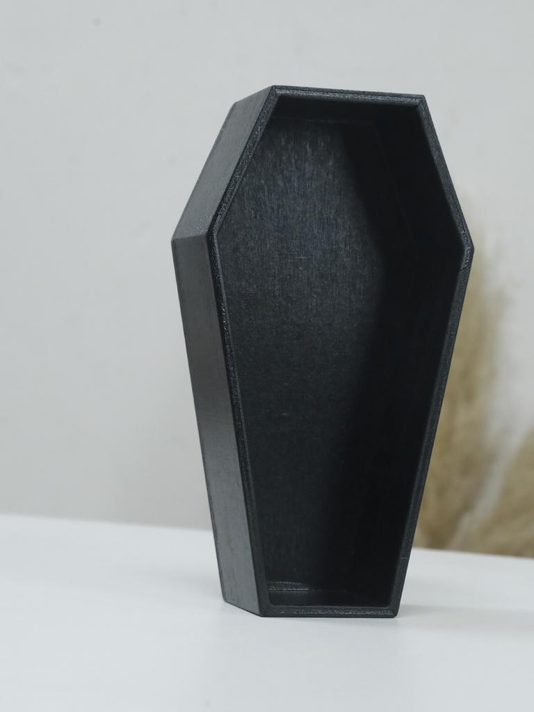 Black Coffin Shaped Planter Pot Halloween Themed Succulent Flowers Style Wood Container Creative Desktop Decor for Home & Garden