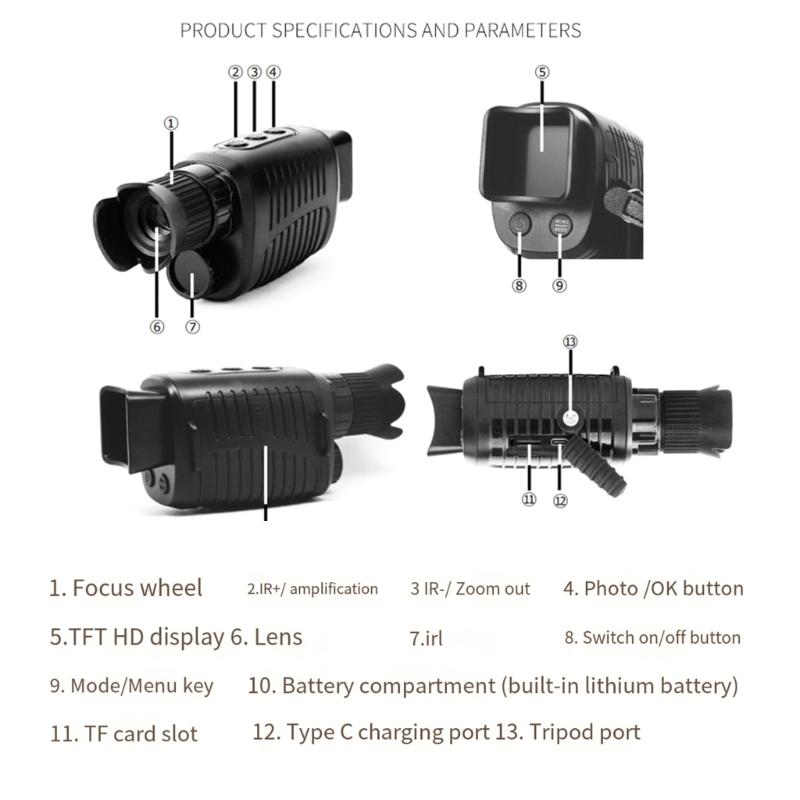Outdoor Visible Infrared High-definition Photography and Video, Bird Watching Goggles, Single Tube Digital Telescopes, Night Vision Devices