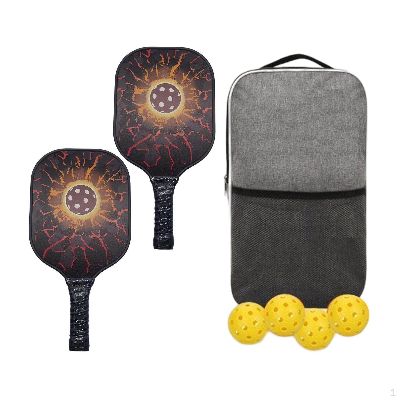 Set 4x Pickleballs Balls with Carry Bag Pickleball Racquets Rackets for Beginner to Advanced Player Ball Pattern