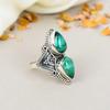Malachite Gemstone 925 Sterling Silver Pear Gemstone Handmade Ring For Women