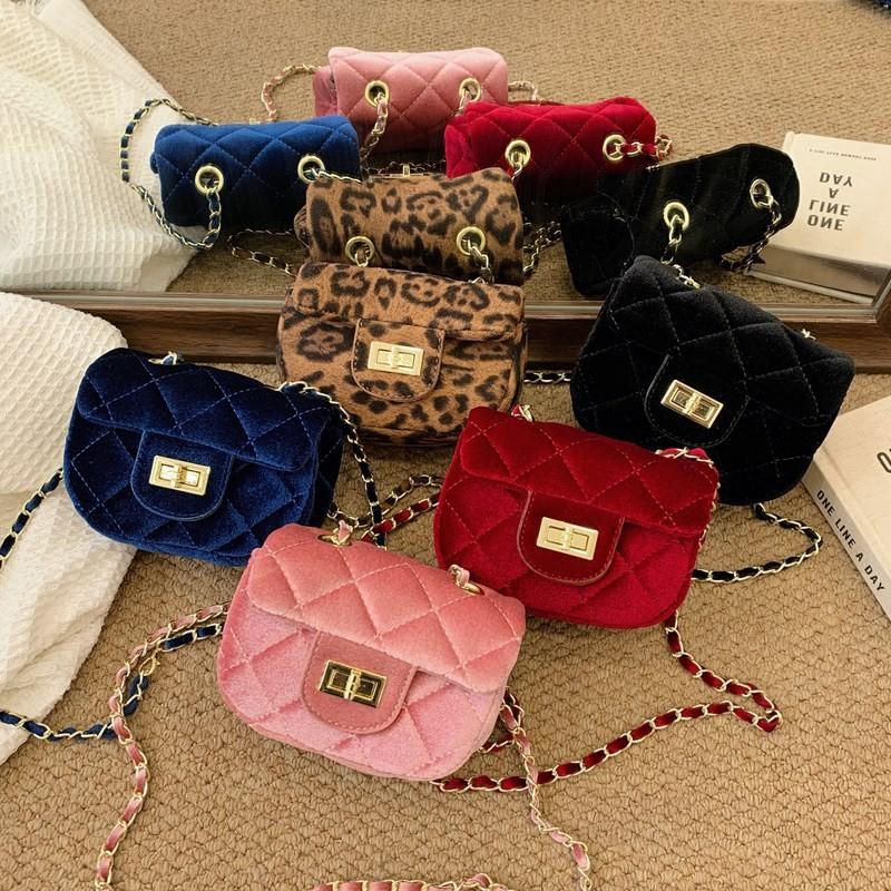 Kids Mini Adorable Shoulder Bag In Soft Velvet Stylish Crossbody With Chain Strap