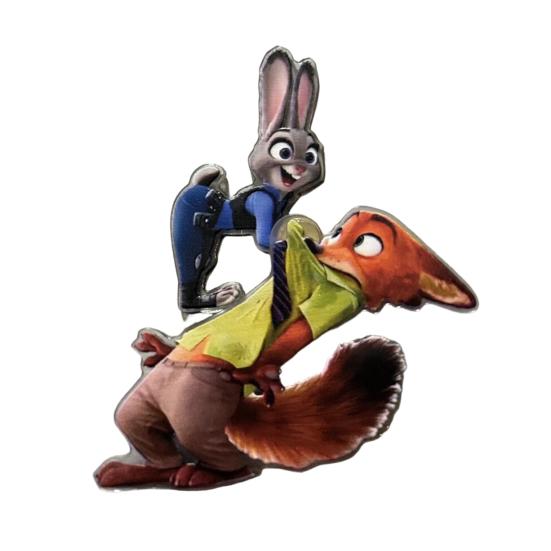 Drehbarer Fuchs Hase Kühlschrankmagnet Acryl Cartoon Filmfigur Tier Kühlschrankmagnet Heim Büro Küchendekoration Filmfans Geschenk