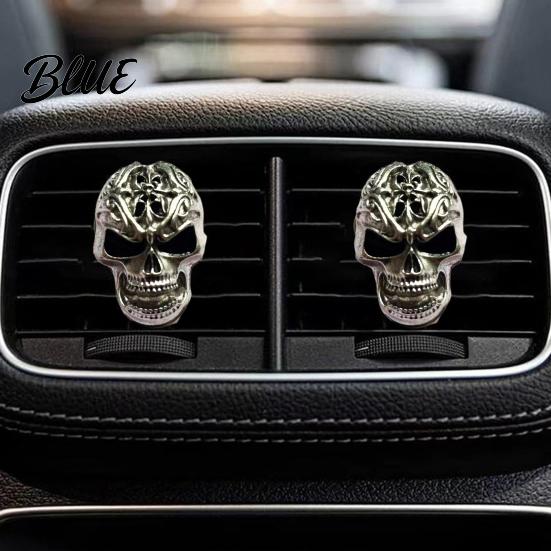 Legierung Totenkopf Auto Lufterfrischer Halter Auto Lüftungsschlitz Clip Retro Armaturenbrett Einzigartiges Geschenk für Enthusiasten Zierleiste Lustiger Kopf Innenraum Zubehör Personalisiert