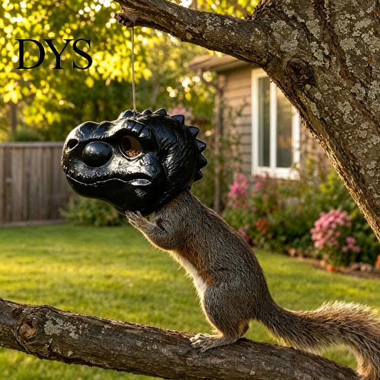 Backyard Paradise Feeding Tool Dinosaur Head Squirrel Feeder, Outside Hanging Funny Dino Face Feeder Face, Garden Wild for Patio Decor Easy Fill