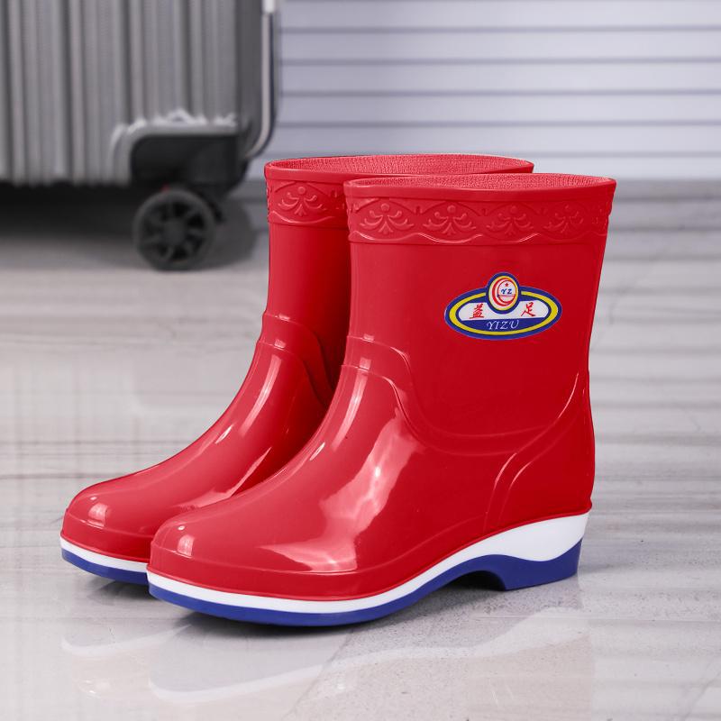 

Medium-top water thick-soled high-tube low-tube thick low-top rain shoes Injection pressure shoes Women s four-season velvet 41