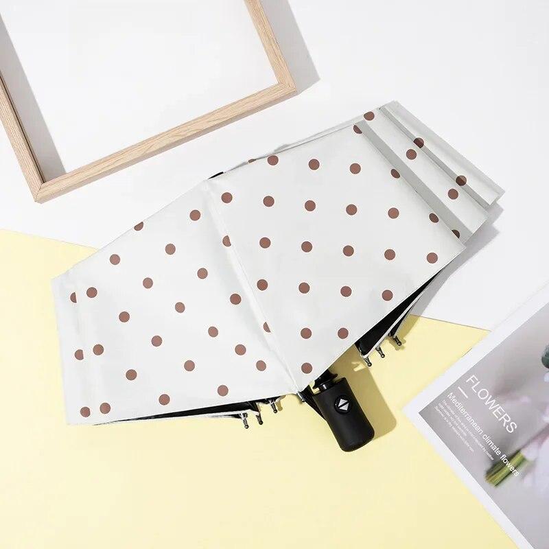 Korean Style Black White Checkered Umbrella Sunshade Umbrella Anti Uv Foldable Fresh Clean