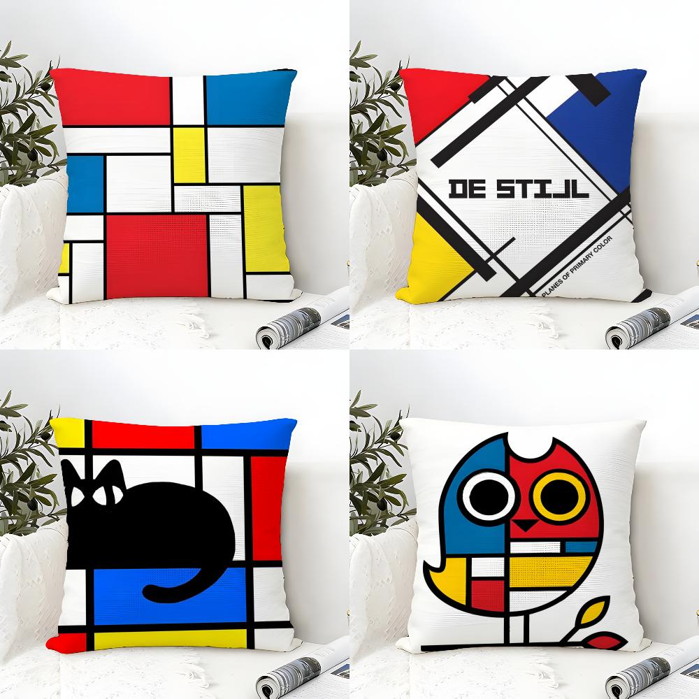 Abstract Painting Piet Art Cushion Cover Eco Linen Pillow Case DoubleSided Print Breathable Durable Zipper Home Decor Gift