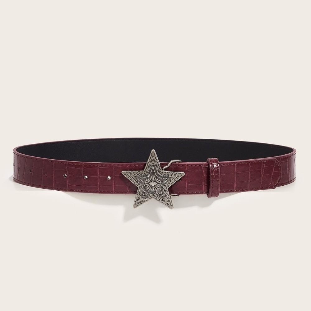 Red Fashion Jeans Belt Five-pointed Star Buckle Hip-hop Waistband Retro Women's Belt