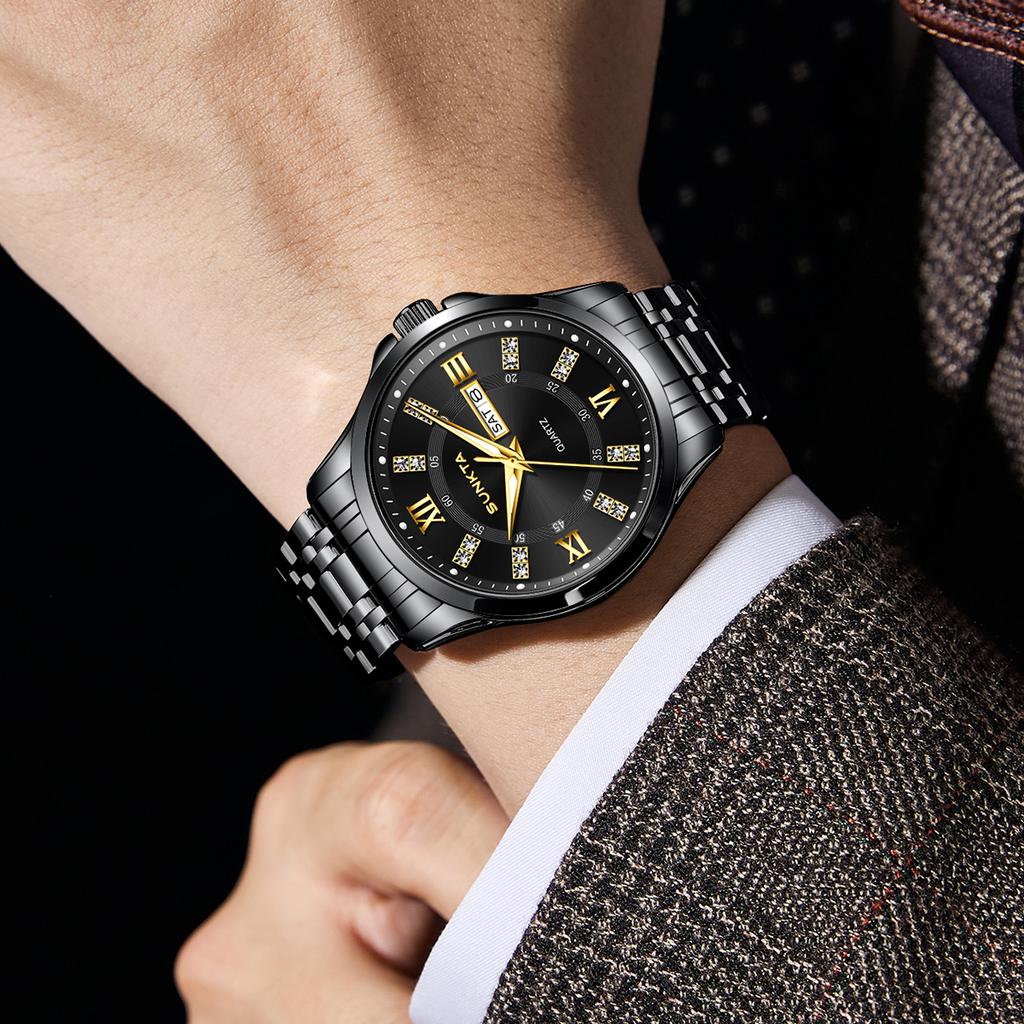 SUNKTA Men's watches Business Date Luminous casual fashion Male Watch Waterproof Quartz mens wristwatch reloj hommes+BOX