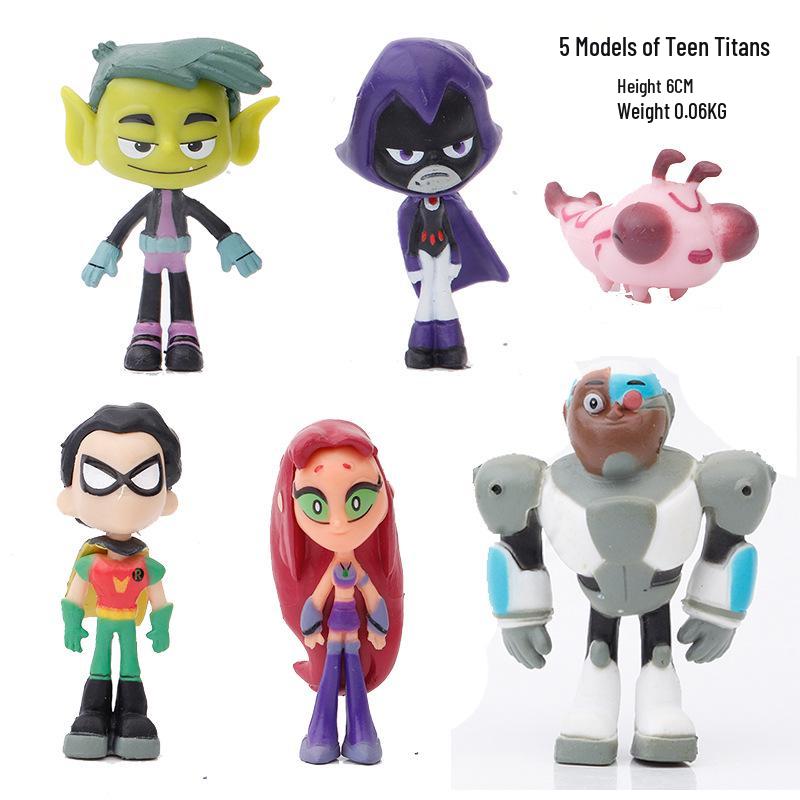 Teen Titans Go Anime Figurines: Beast Boy, Cyborg, Starfire, Raven - 7 Hand-Painted Styles