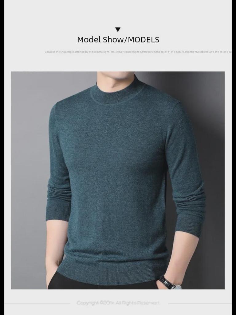 Halbrollkragenpullover für Herren aus 100 % reiner Wolle – Herbst-/Winterkollektion 2024