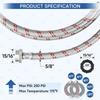 A78E-4FT Washing Machine Hoses Set, 2 Pack Core Braided Stainless Steel Burst-Proof Washer Hoses With 90 Degree Elbow