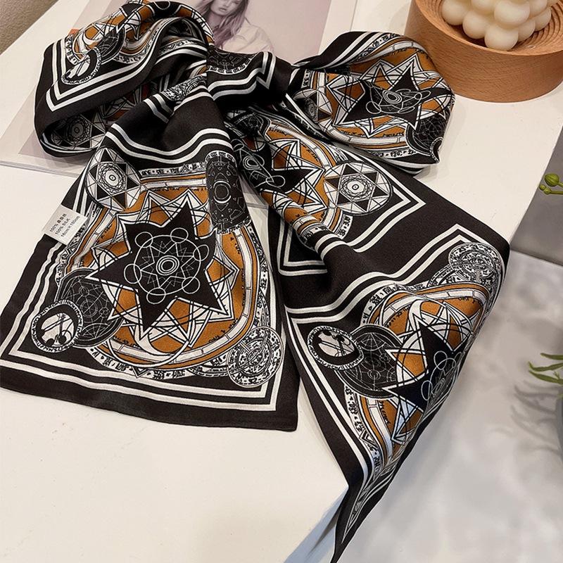 Silk Mulberry Silk Silk Scarf Professional Temperament Versatile Double-Layer Silk Scarf Thin And Narrow Long Scarf Streamer