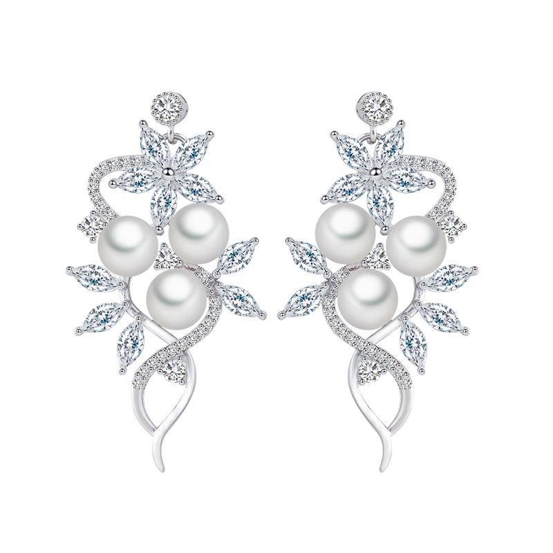 

Needle Super Fairy Trend Korean Leaf Zircon Pearl Earrings Light Luxury Elegant Design Earrings