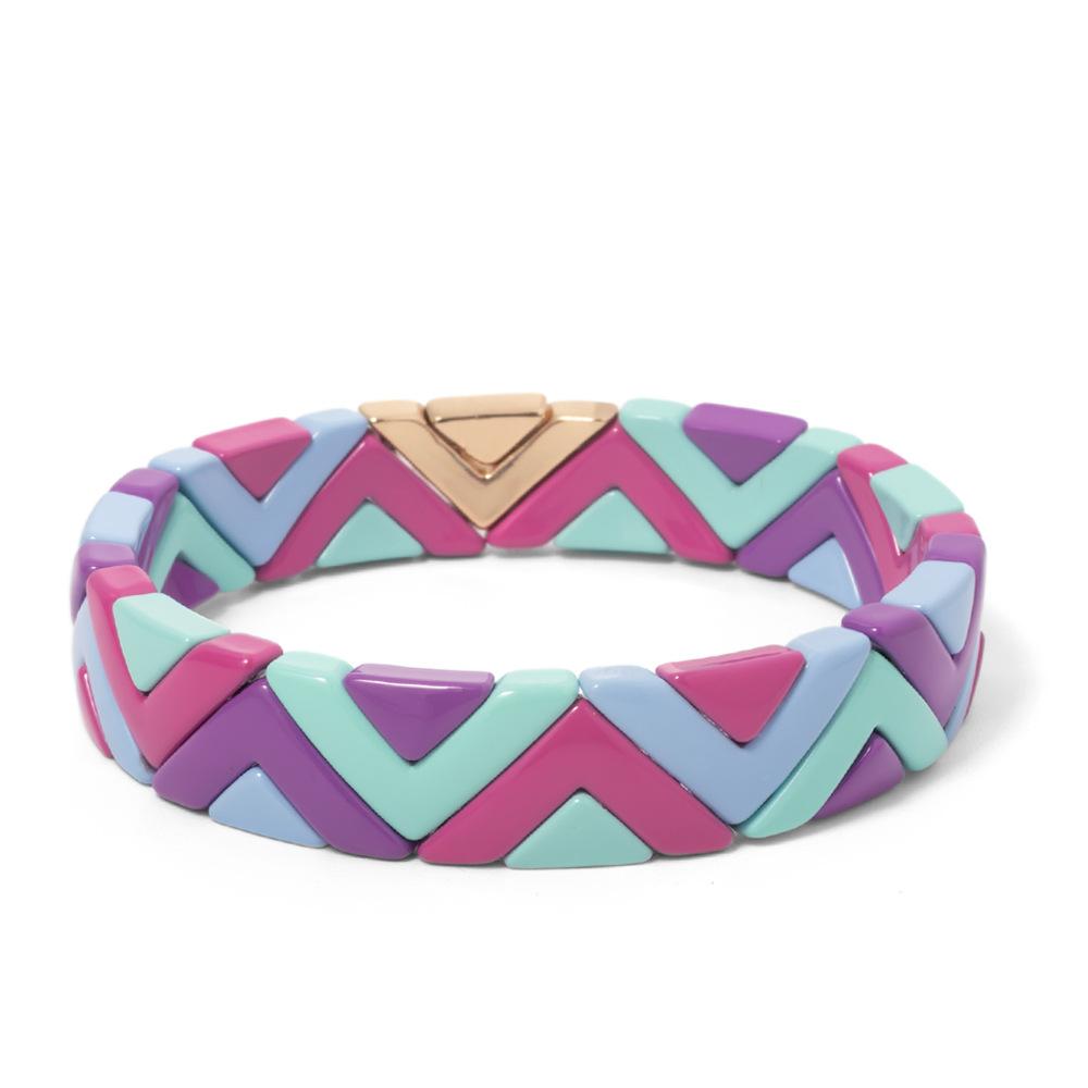 2026 Hot Selling Fashion Fashion Patchwork Bracelet Bohemian Style Can Be Folded Wear DIY Mixed Color Enamel Beaded Bracelet
