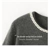 Women's Rhinestone Cashmere Sweater: Round Neck, Loose Fit, Flat Knit, Stylish Autumn/Winter Pullover