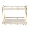 Bathroom Storage Rack Gold White 2 Tier Makeup Shelf Humanized Structure Anti Slip Counter