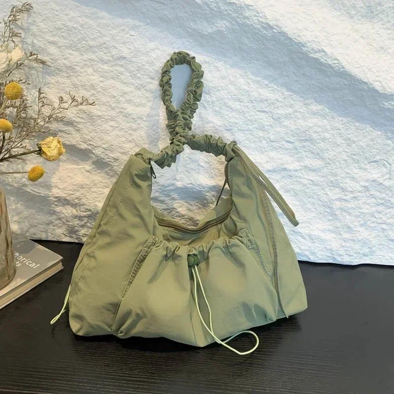 Casual Nylon Foldable Solid Shoulder Bags Large Capacity Simple Versatile Portable Crossbody Bags