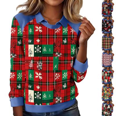 Women's Fashion Christmas Printed Long-Sleeve Pullover Top