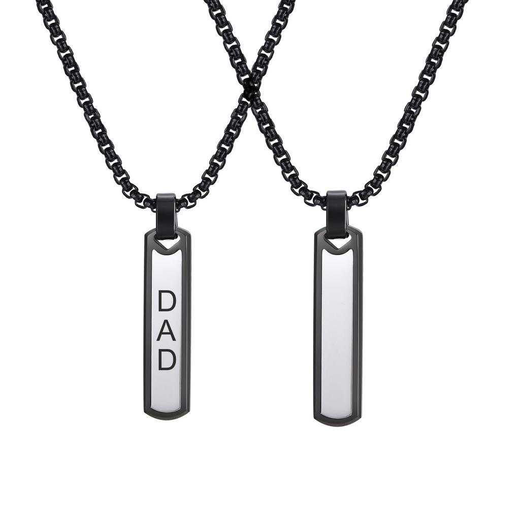 Vertical Pendant Necklace for Men Boys,Stainless Steel Geometric Long Pendant Necklaces,Father Dad Jewelry Gifts