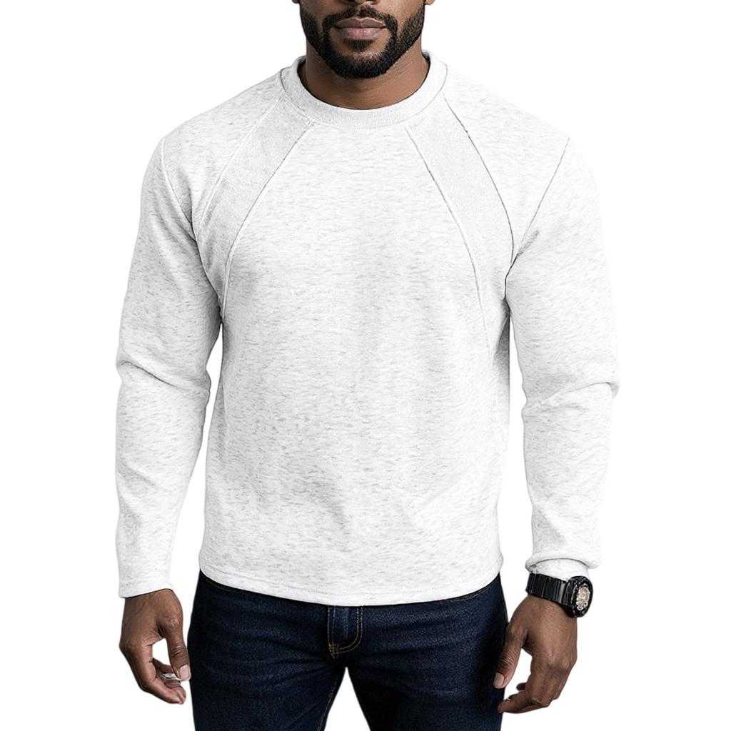 Splicing Round Neck Sweatshirt, Loose Long Sleeved T-Shirt Fashionable Top