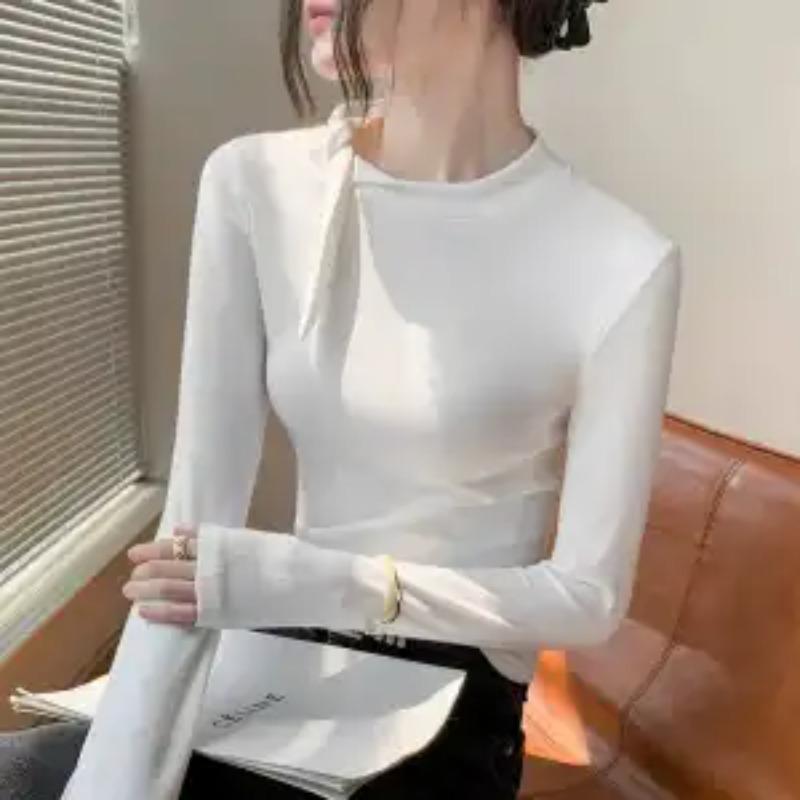 

Женский пуловер с плавающим воротником, с длинным рукавом, корейский, тыквенно-оранжевый, облегающий топ-майка S белый