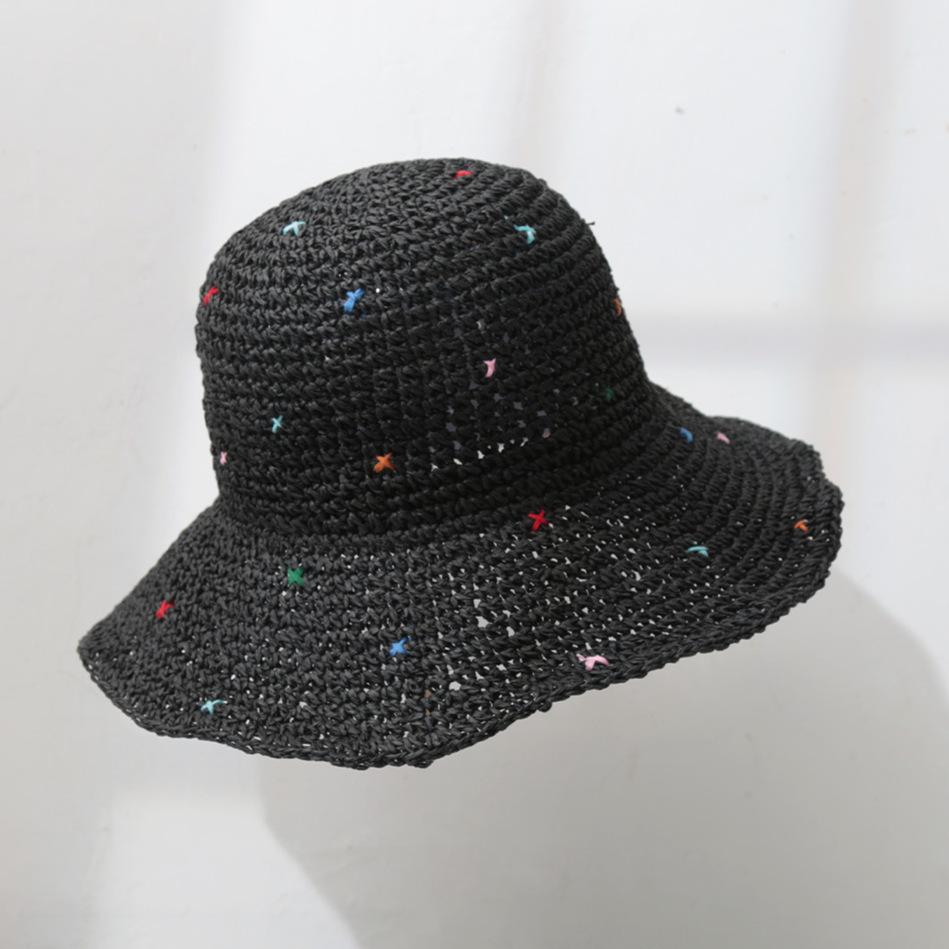 Handmade Retro Retro Hollow Straw Hat Women's Straw Hat Sunscreen Summer Bucket Hat Sun Hat