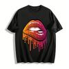 Gradient Fluid Lip Print Cool Street Style Casual Short Sleeve T-Shirt Pure Cotton T-shirt