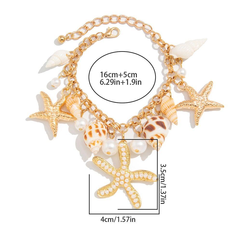 Imitation Pearl Beach Shell Waistband Adjustable Women's Necklace Shell Starfish Waist Chain  Women