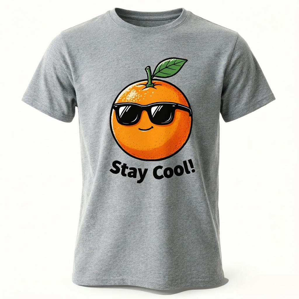 Stay Cool Cool Orange with Sunglasses Graphic TShirt Unisex Women White Casual Summer Tee