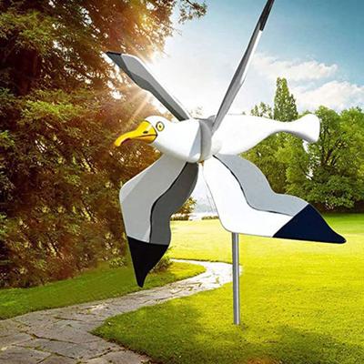 Metal Decorative Anti-rust Seagull Shape Bird Gyro Windmill Wind Grinder for Garden