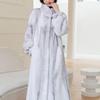 Women's Stylish Long Mink Fur Coat with Stand-Up Collar for Winter Warmth
