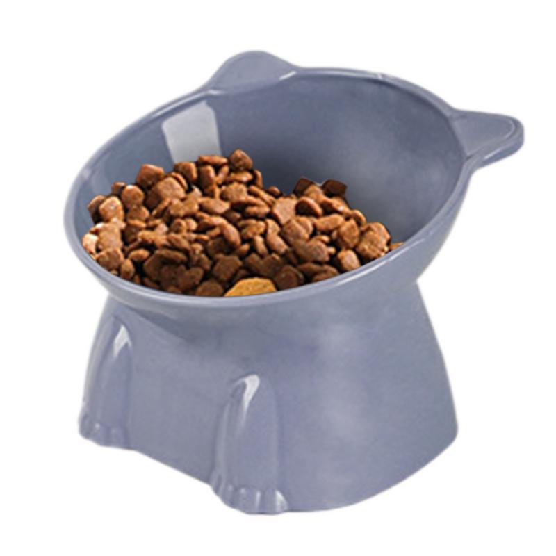 High Foot Pet Bowl Raised Tilted Cat Bowl Washable Plastic Combination Anti Tipping Drinking Water Non Slip for Cats Dogs